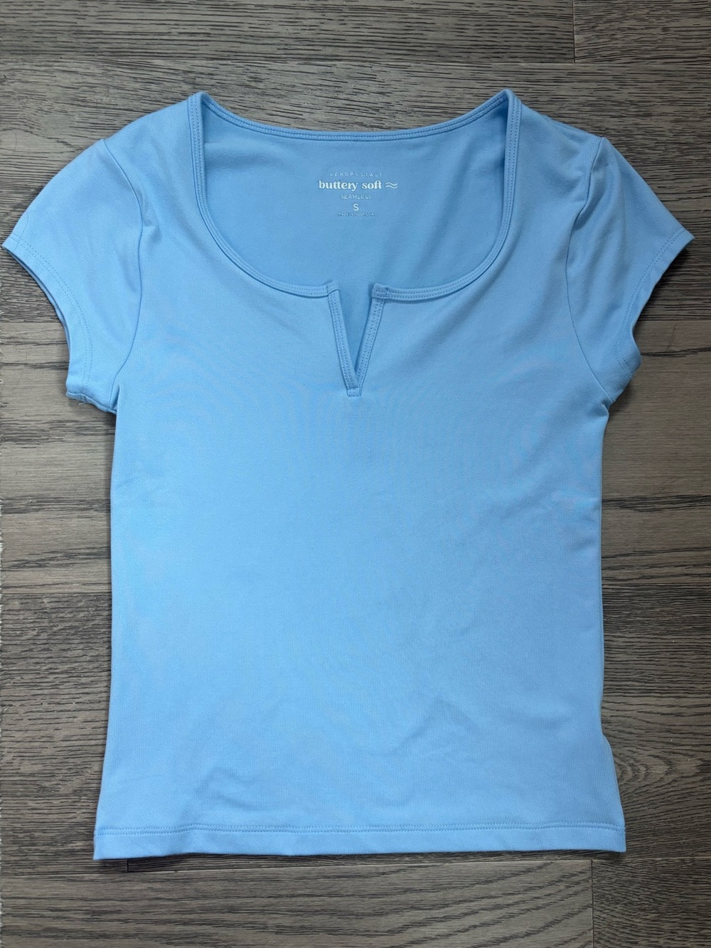 Aeropostale Blue Baby Tee Fitted Scoop Neck Y2K Basic Size S